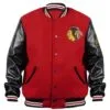 Buy Chicago Blackhawks Campbell Black and Red Varsity Jacket For Men