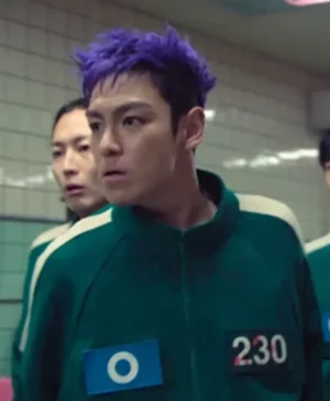 Alternative view of Squid Game S02 Thanos Player 230 Green Tracksuit
