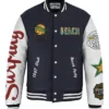 Stegaro Navy Blue And White Letterman Varsity Jacket