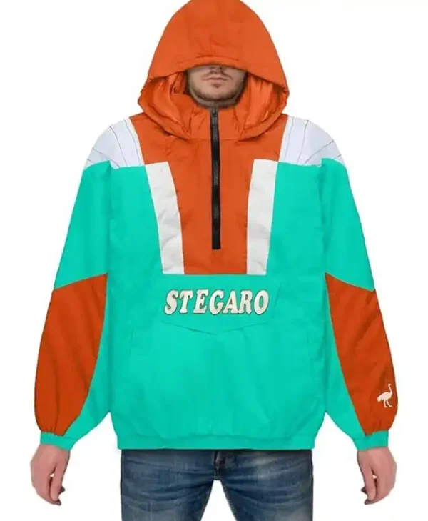 Stegaro Orange And Green Hooded Jacket