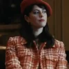 The Gentlemen 2024 Kaya Scodelario Red And White Wool Coat For Sale