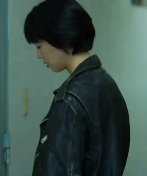 The Trunk Si-Jeong Black Biker Leather Jacket For Sale