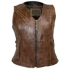 Vintage Buckles Leather Brown Vest