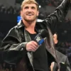 WWE RAW Logan Paul Black and Maroon Leather Jacket For Sale