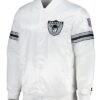 Las Vegas Raiders The Power Forward White Satin Full-Snap Jacket