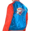 Adelia Oklahoma City Thunder Satin Full Snap Varsity Jacket Back