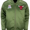 Alana Powlowski Chicago Bulls Green Satin Bomber Jacket
