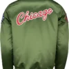 Alana Powlowski Chicago Bulls Green Satin Bomber Jacket Back