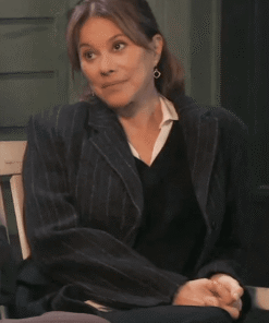 Alexis Davis General Hospital Black Wool Coat