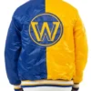 Antonia Warriors Blue And Yellow Full Snap Satin Varsity Jacket Back