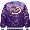 Arizona Diamondbacks Purple Starter Satin Varsity Jacket Back