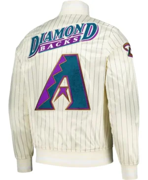 Arizona Diamondbacks White Pinstripe Varsity Jacket Back