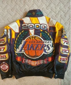 Armstrong Los Angeles Lakers Vintage Bomber Leather Jacket Back
