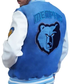 Ashtyn Haley Memphis Grizzlies Blue And White Varsity Jacket Back