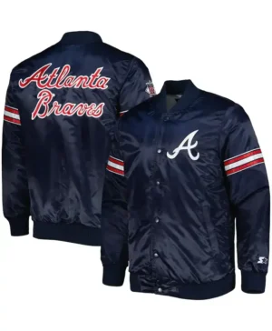 Atlanta Braves Navy Blue Full Snap Varsity Jacket