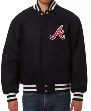 Atlanta Braves Vintage Black Wool Varsity Jacket