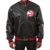 Atlanta Hawks Black Bomber Leather Jacket