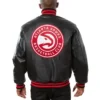 Atlanta Hawks Black Bomber Leather Jacket Back