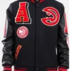 Atlanta Hawks Black Full Snap Wool Varsity Jacket​