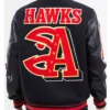 Atlanta Hawks Black Full Snap Wool Varsity Jacket​ Back