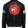 Atlanta Hawks Black Leather Bomber Jacket For Men and women