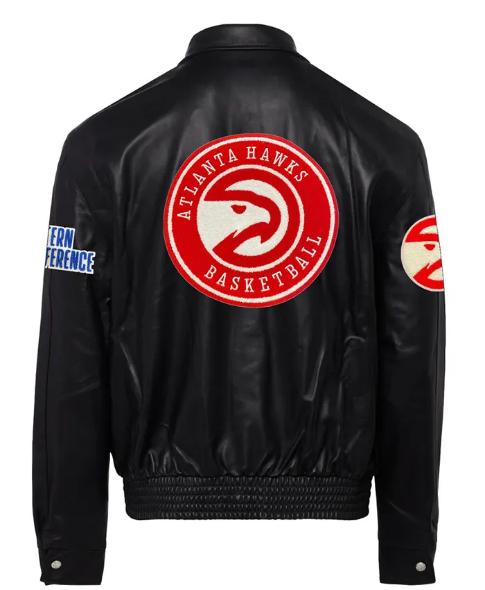 Atlanta Hawks Black Leather Bomber Jacket For Men and women