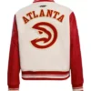 Atlanta Hawks Red And White Wool Varsity Jacket Back