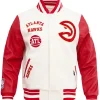 Atlanta Hawks White and Red Wool Varsity Jacket