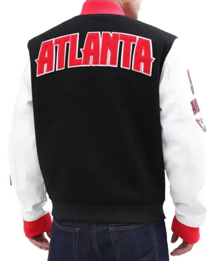 Atlanta Hawks ribb Clasic black and white Varisty Jacket