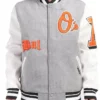Baltimore Orioles Pro Standard Grey And White Varsity Jacket