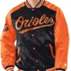 Baltimore Orioles Starter Black And Orange Varsity Satin Jacket
