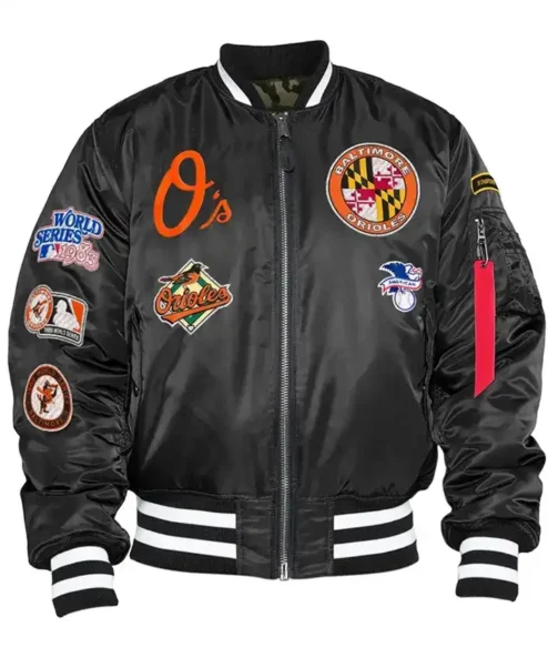 Baltimore Orioles Vintage Bomber Black Jacket