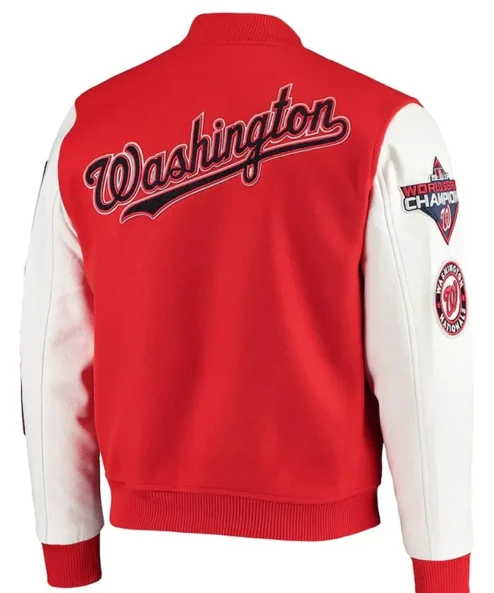 Bartell Washington Wizards Red and White Wool Varsity Jacket Back
