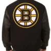 Black Boston Bruins Wool and Leather Varsity Jacket For Sale