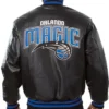 Black Orlando Magic Leather Bomber Jacket Back