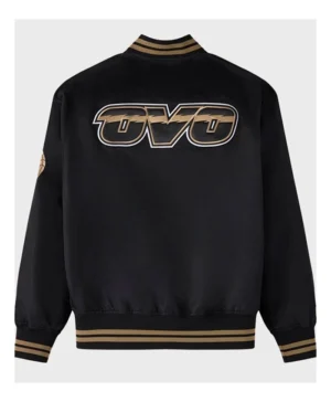 Bo Sanford Toronto Raptors Black and Gold Varsity Jacket Back