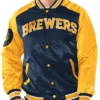 Brewers Navy Blue And Yellow Varsity Jacket