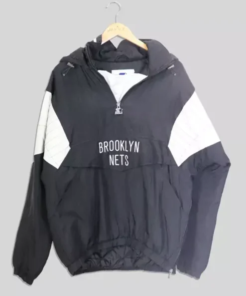 Brooklyn Nets Black Vintage Hoodie Jacket