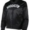 Brooklyn Nets Satin Black Varsity Letterman Jacket