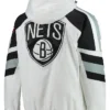 Brooklyn Nets White Starter Hooded Pullover Jacket Back