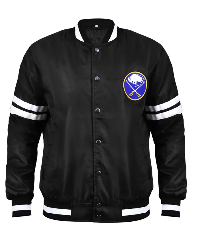 Buffalo Sabres Black Satin Letterman Varsity Jacket
