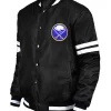 Buffalo Sabres Black Satin Letterman Varsity Jacket Front