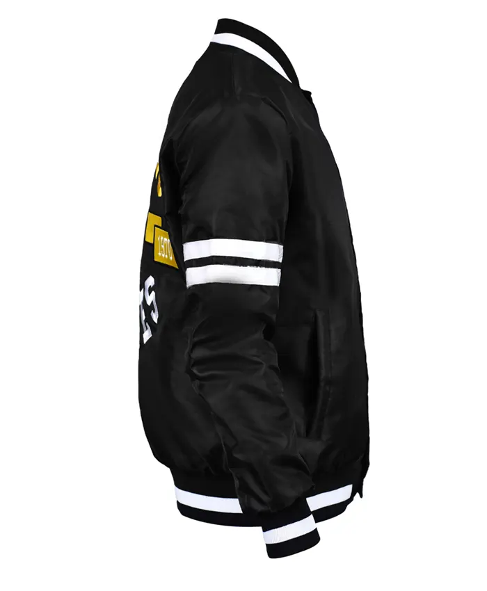 Buffalo Sabres Black Satin Letterman Varsity Jacket right