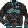 Buford Kling Charlotte Hornets Black Satin Varsity Jacket