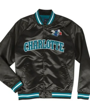 Buford Kling Charlotte Hornets Black Satin Varsity Jacket