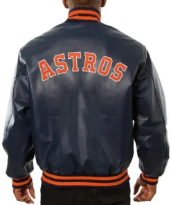 Buy Now Houston Astros Navy Blue Bomber Leather Jacket For Sale
