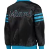 Buy Now Miami Marlins Satin Zipper Bomber Black Jacket For Sale