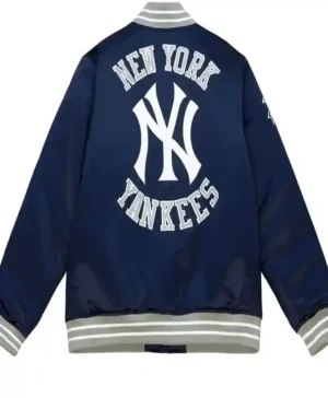 Buy Now New York Yankees Men Blue Satin Jacket For Sale