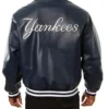 Buy Now New York Yankees Navy Blue Leather Varsity Jacket
