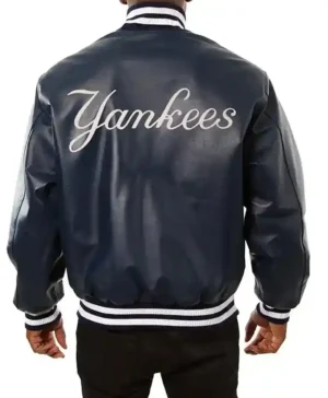 Buy Now New York Yankees Navy Blue Leather Varsity Jacket